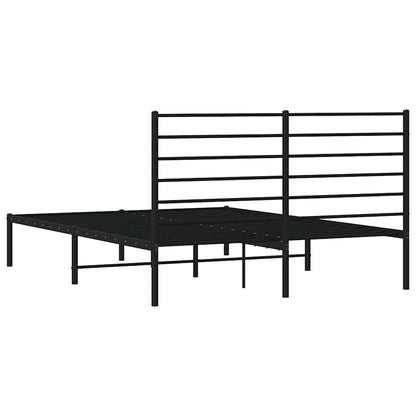 vidaXL Metal Bed Frame without Mattress with Headboard Black 140x200cm