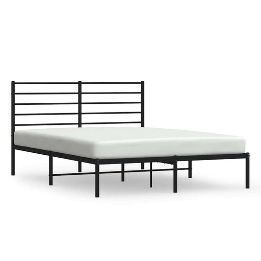 vidaXL Metal Bed Frame without Mattress with Headboard Black 150x200cm