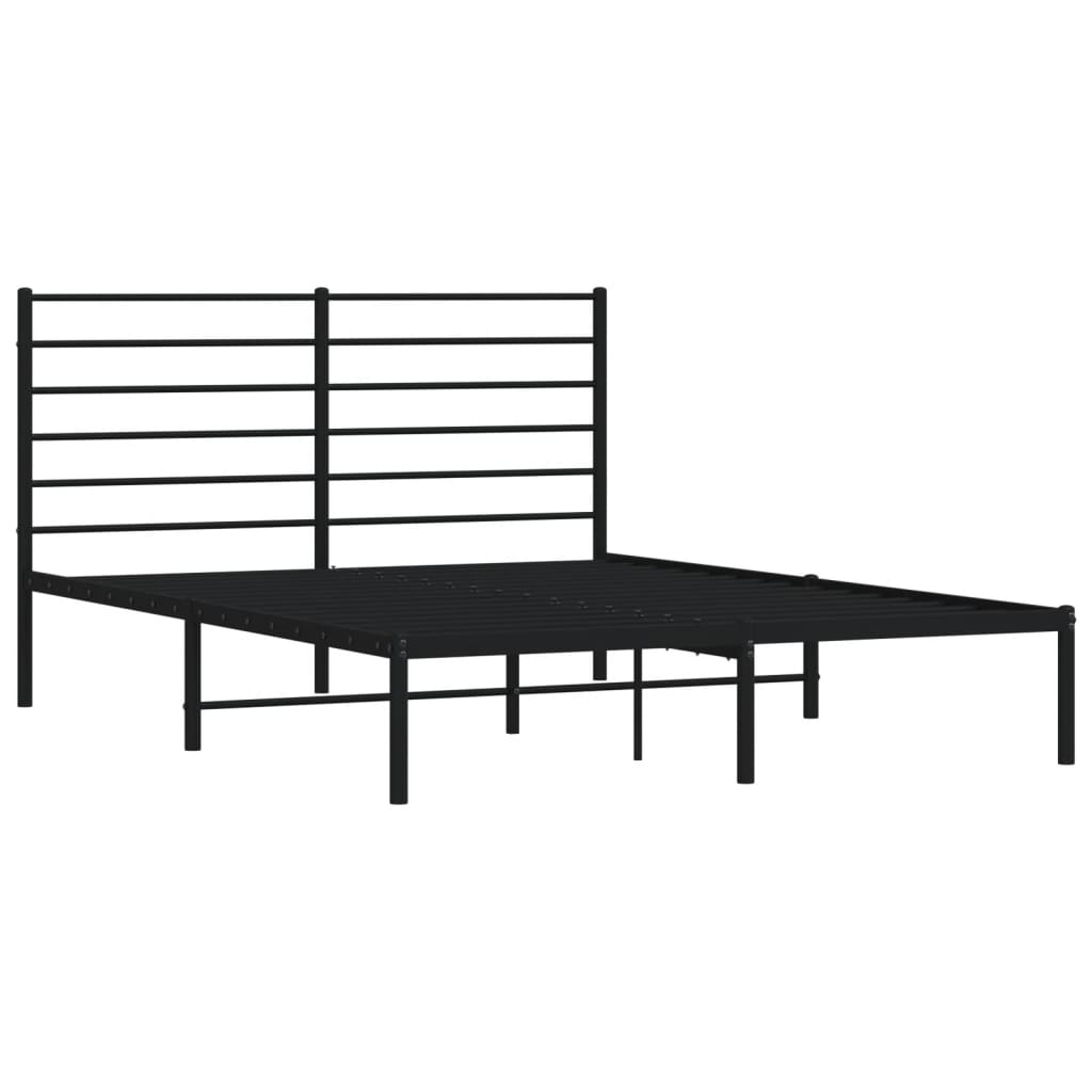 vidaXL Metal Bed Frame without Mattress with Headboard Black 160x200cm