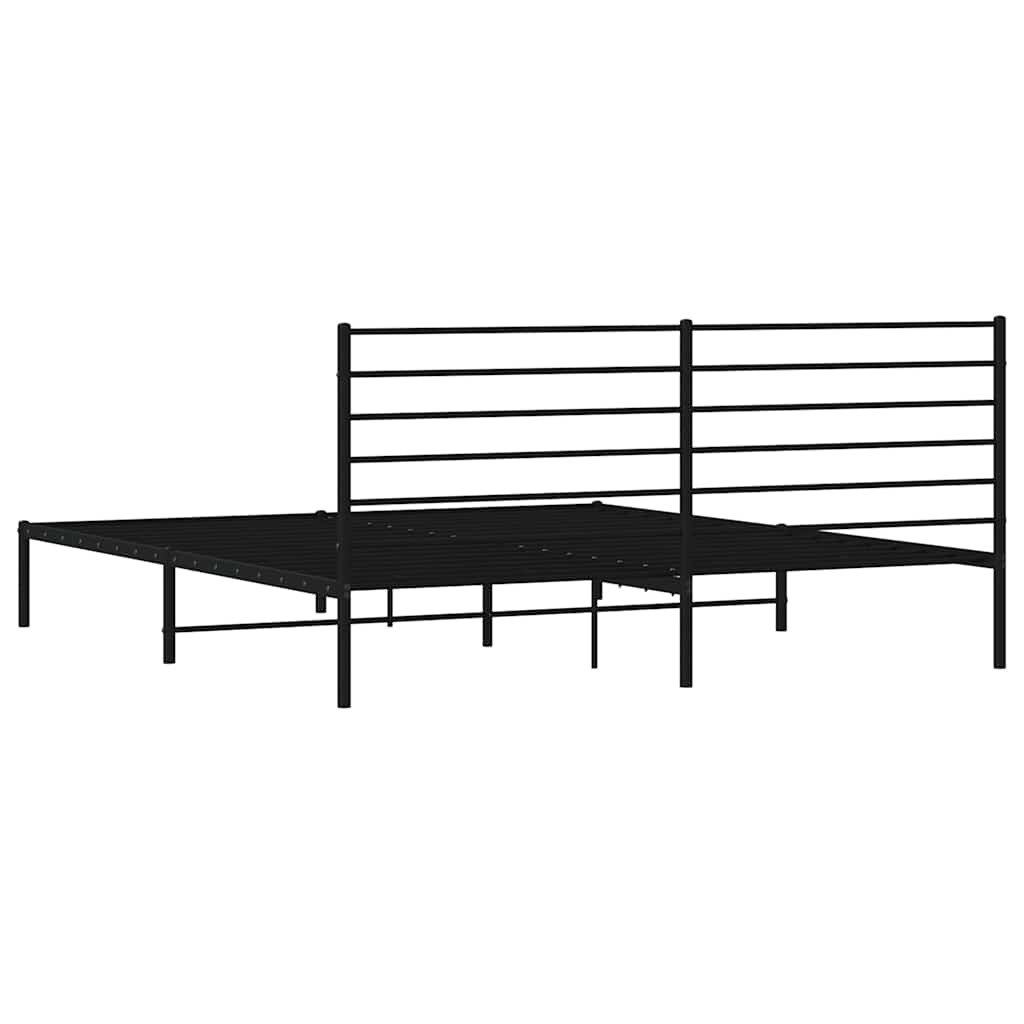 vidaXL Metal Bed Frame without Mattress with Headboard Black 183x213cm