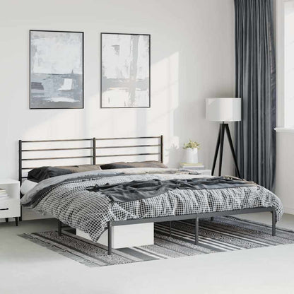 vidaXL Metal Bed Frame without Mattress with Headboard Black 183x213cm