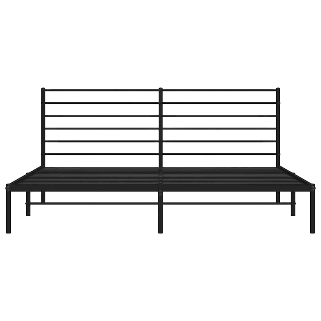 vidaXL Metal Bed Frame without Mattress with Headboard Black 193x203cm