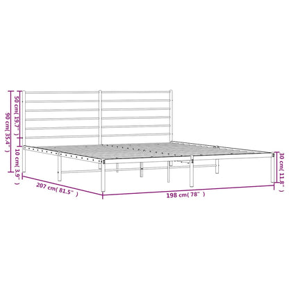 vidaXL Metal Bed Frame without Mattress with Headboard Black 193x203cm