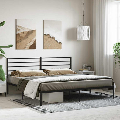 vidaXL Metal Bed Frame without Mattress with Headboard Black 200x200cm