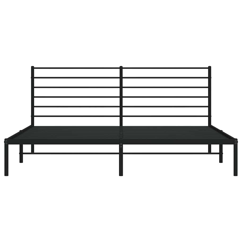 vidaXL Metal Bed Frame without Mattress with Headboard Black 200x200cm