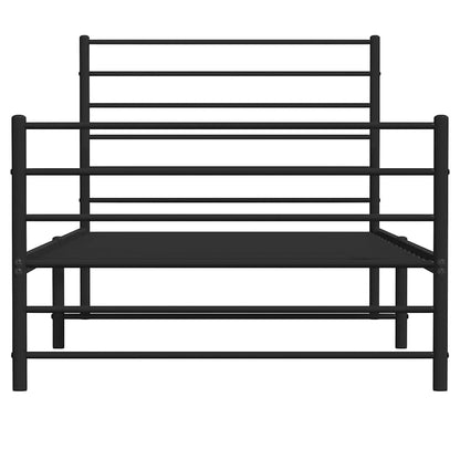 vidaXL Metal Bed Frame without Mattress with Footboard Black 80x200cm