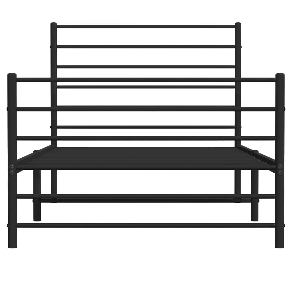 vidaXL Metal Bed Frame without Mattress with Footboard Black 90x190cm