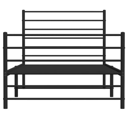vidaXL Metal Bed Frame without Mattress with Footboard Black 90x190cm