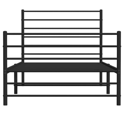 vidaXL Metal Bed Frame without Mattress with Footboard Black 90x200cm