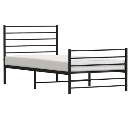 vidaXL Metal Bed Frame without Mattress with Footboard Black 100x190cm