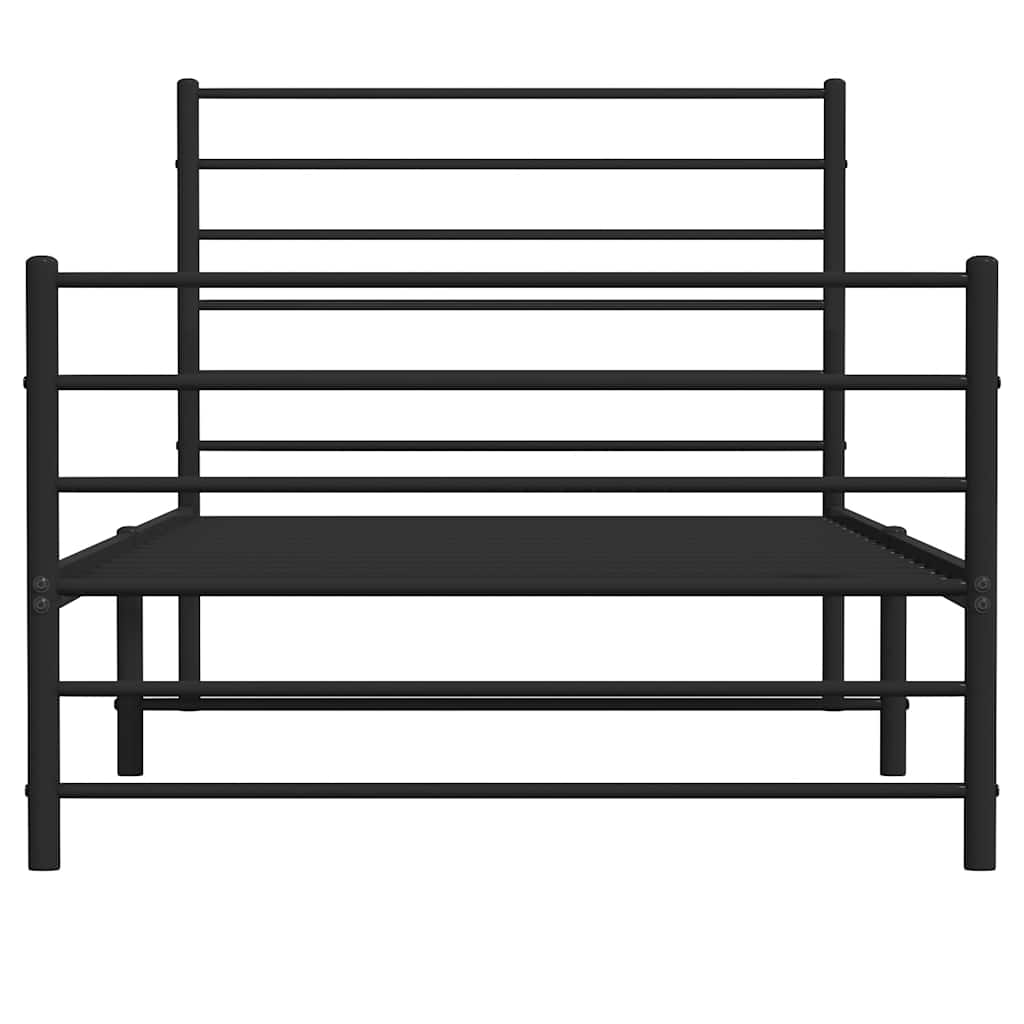 vidaXL Metal Bed Frame without Mattress with Footboard Black 100x190cm