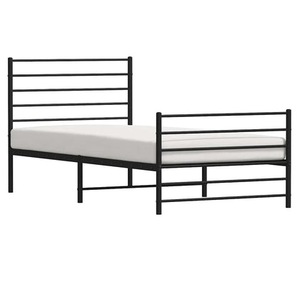 vidaXL Metal Bed Frame without Mattress with Footboard Black 100x200cm