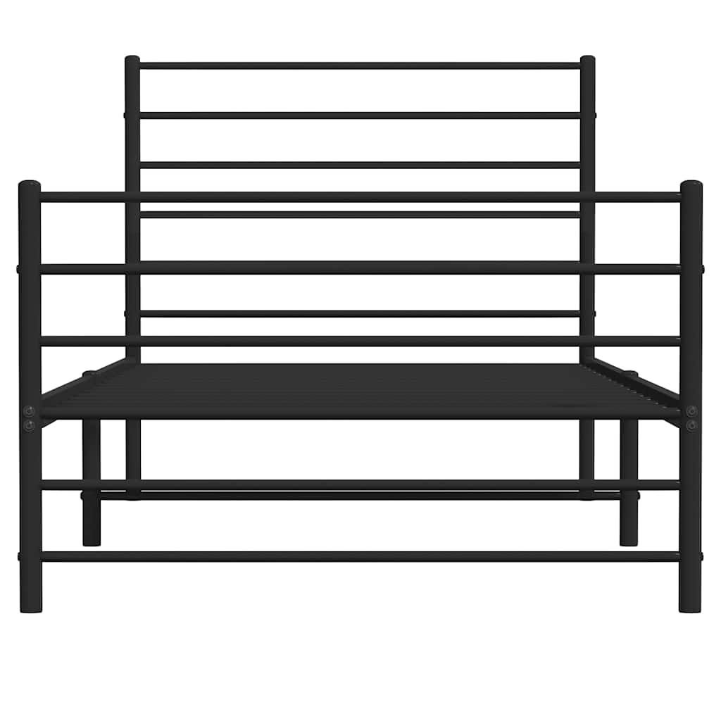 vidaXL Metal Bed Frame without Mattress with Footboard Black 100x200cm