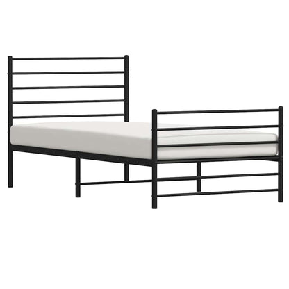 vidaXL Metal Bed Frame without Mattress with Footboard Black 107x203cm