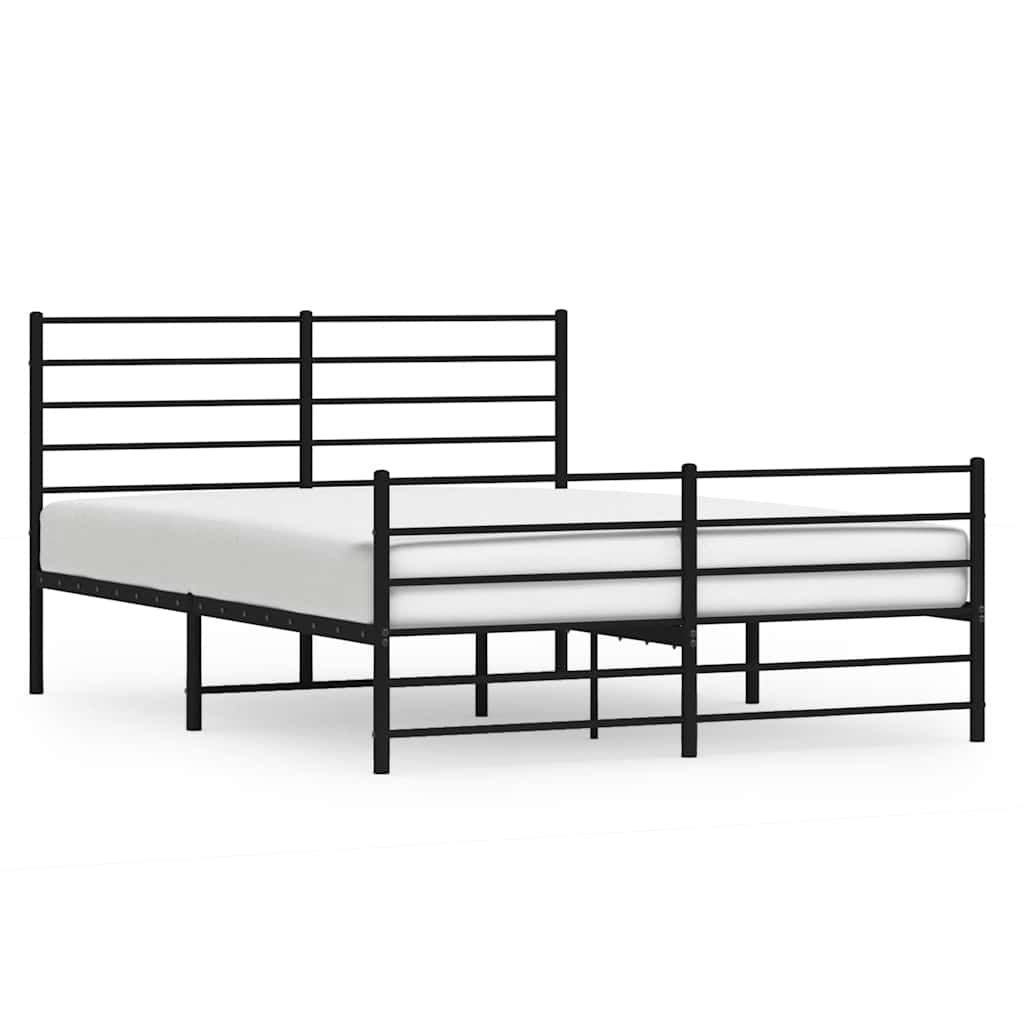 vidaXL Metal Bed Frame without Mattress with Footboard Black 120x190cm