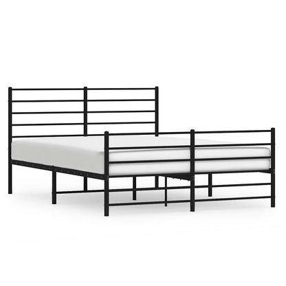 vidaXL Metal Bed Frame without Mattress with Footboard Black 120x190cm