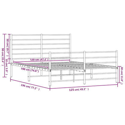 vidaXL Metal Bed Frame without Mattress with Footboard Black 120x190cm