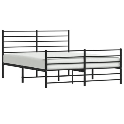 vidaXL Metal Bed Frame without Mattress with Footboard Black 120x200cm