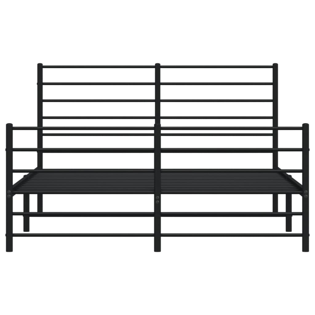 vidaXL Metal Bed Frame without Mattress with Footboard Black 120x200cm