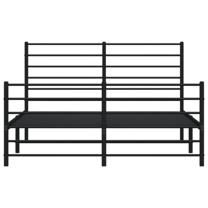 vidaXL Metal Bed Frame without Mattress with Footboard Black 120x200cm
