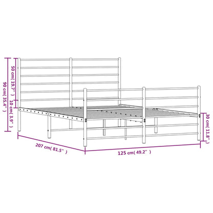 vidaXL Metal Bed Frame without Mattress with Footboard Black 120x200cm