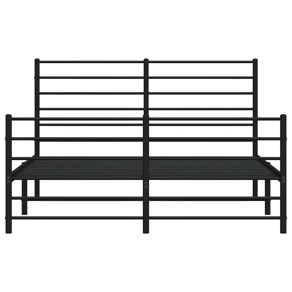 vidaXL Metal Bed Frame without Mattress with Footboard Black 135x190cm