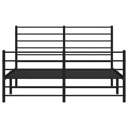 vidaXL Metal Bed Frame without Mattress with Footboard Black 135x190cm