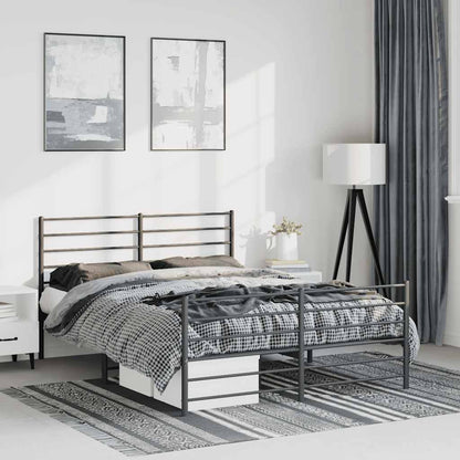 vidaXL Metal Bed Frame without Mattress with Footboard Black 135x190cm