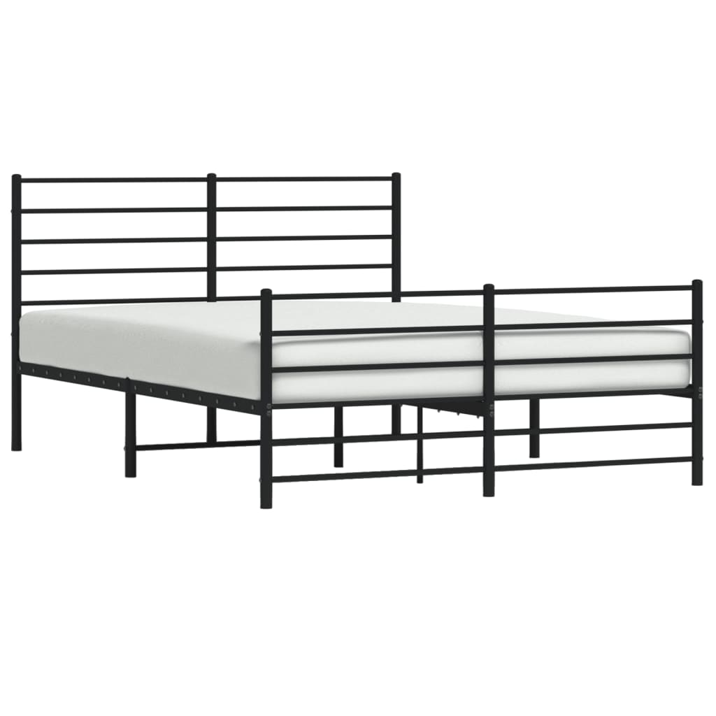 vidaXL Metal Bed Frame without Mattress with Footboard Black 140x190cm
