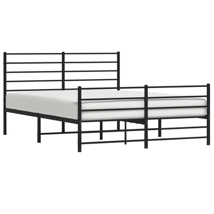 vidaXL Metal Bed Frame without Mattress with Footboard Black 140x190cm