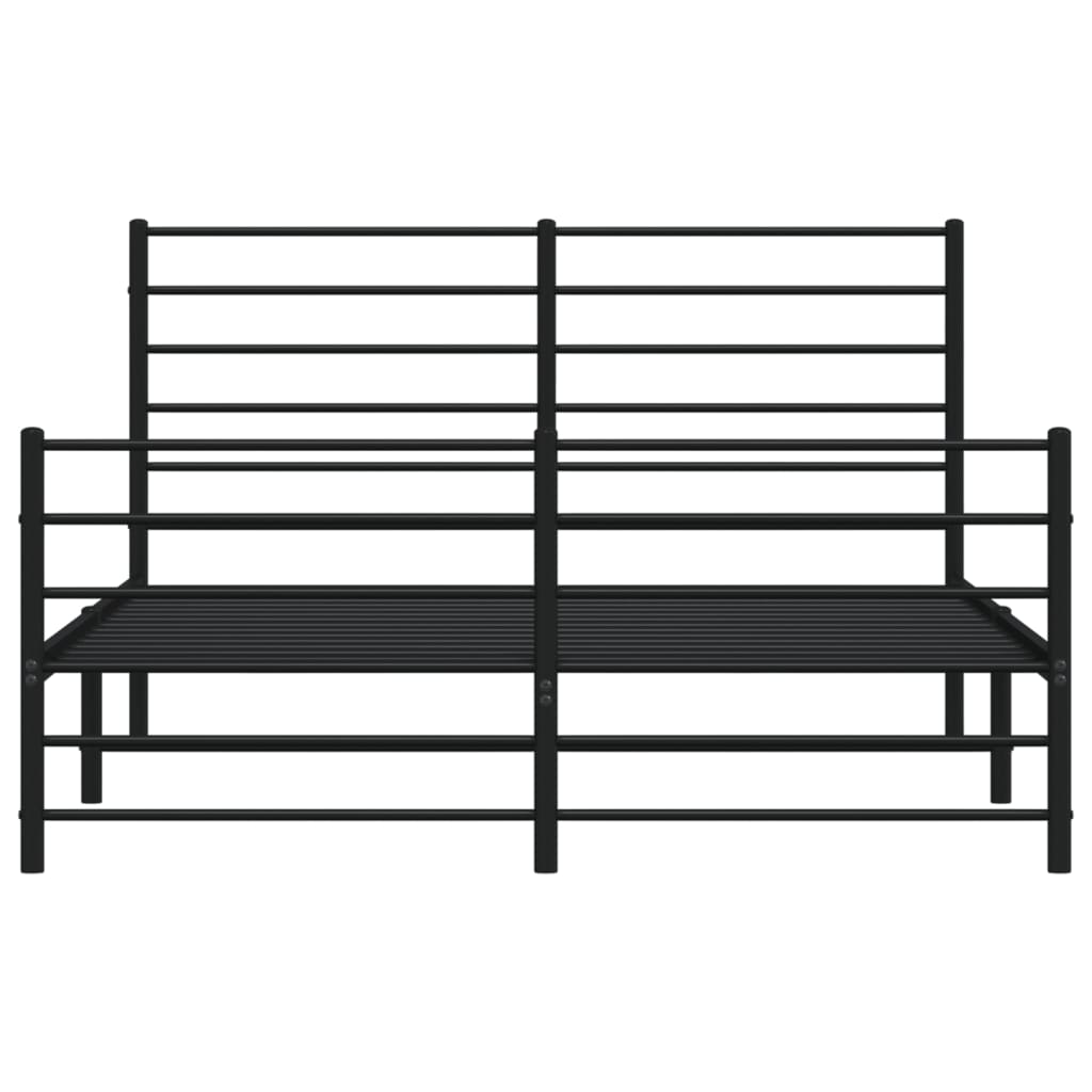 vidaXL Metal Bed Frame without Mattress with Footboard Black 140x190cm