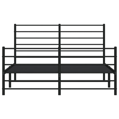 vidaXL Metal Bed Frame without Mattress with Footboard Black 140x190cm