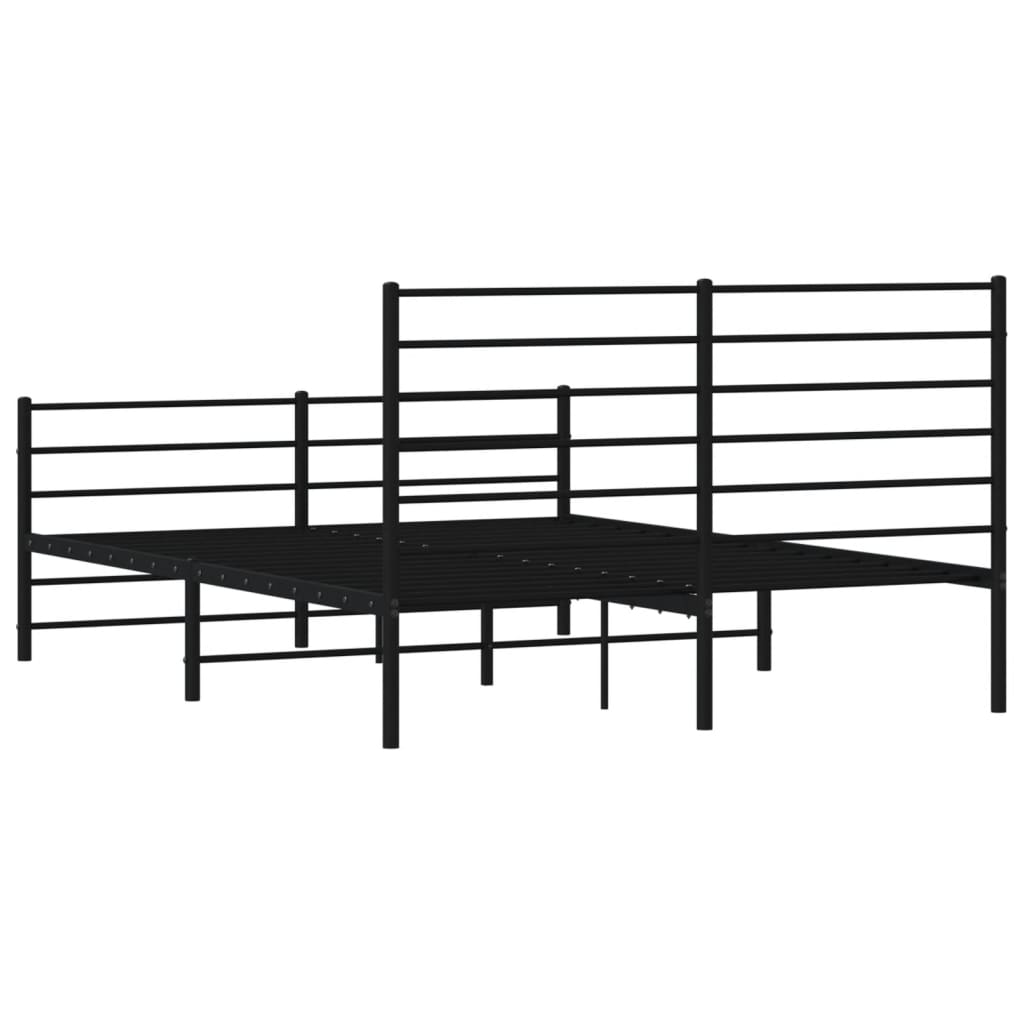 vidaXL Metal Bed Frame without Mattress with Footboard Black 140x190cm