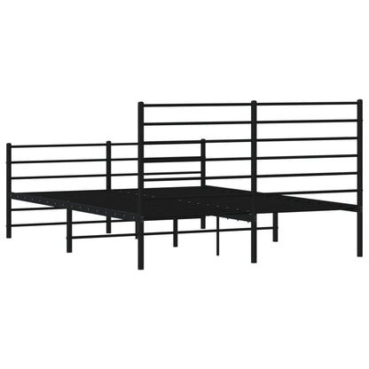 vidaXL Metal Bed Frame without Mattress with Footboard Black 140x190cm