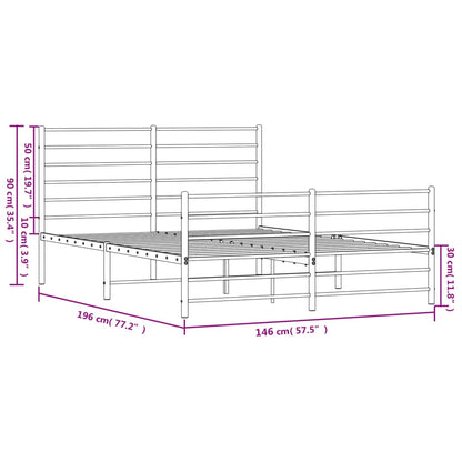vidaXL Metal Bed Frame without Mattress with Footboard Black 140x190cm