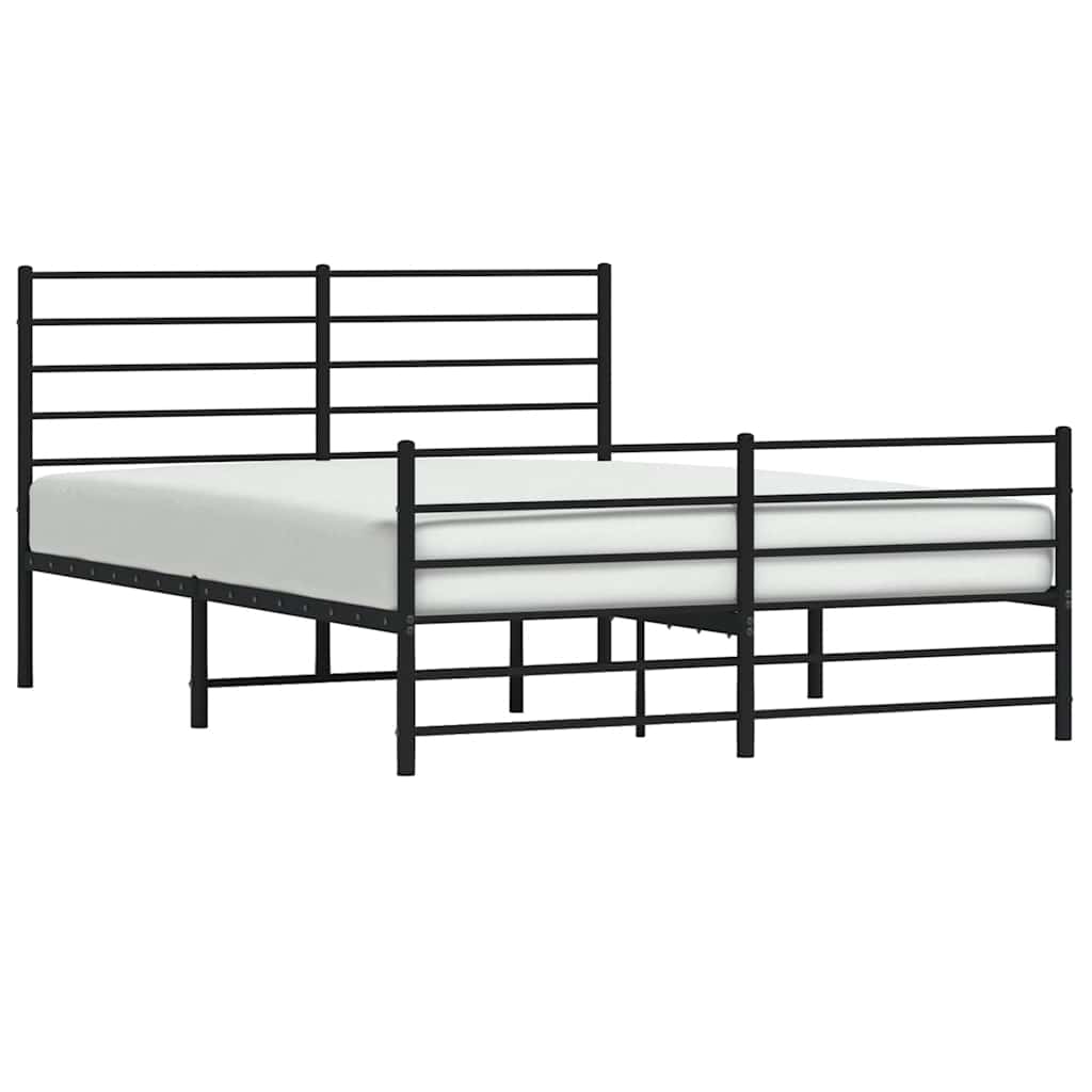 vidaXL Metal Bed Frame without Mattress with Footboard Black 140x200cm