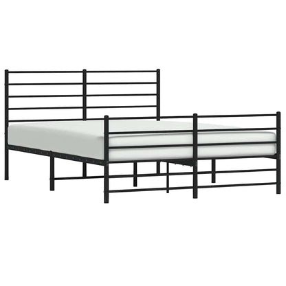 vidaXL Metal Bed Frame without Mattress with Footboard Black 140x200cm
