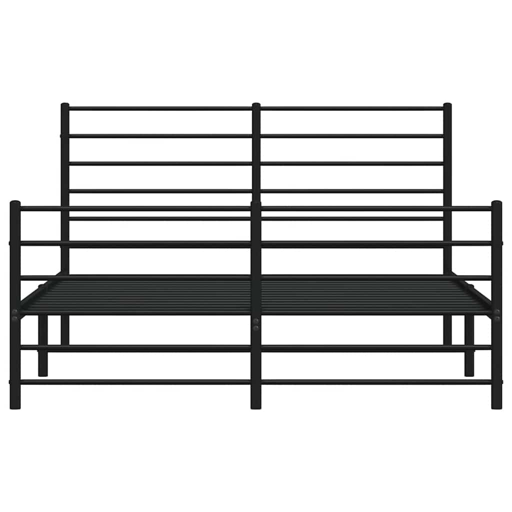vidaXL Metal Bed Frame without Mattress with Footboard Black 140x200cm