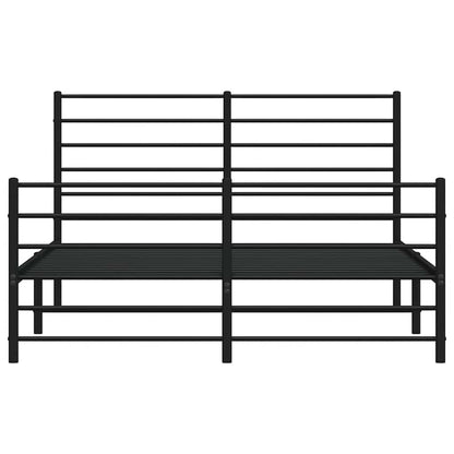 vidaXL Metal Bed Frame without Mattress with Footboard Black 140x200cm