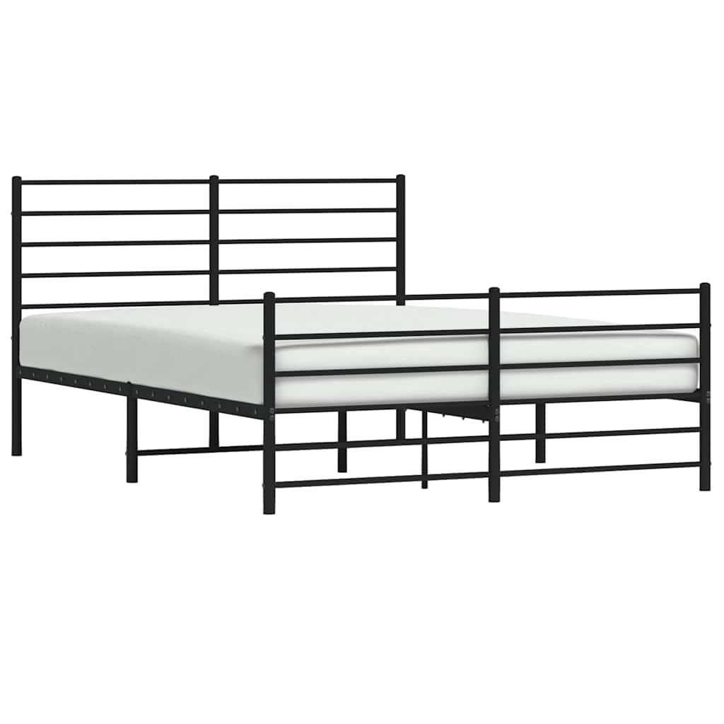 vidaXL Metal Bed Frame without Mattress with Footboard Black 150x200cm