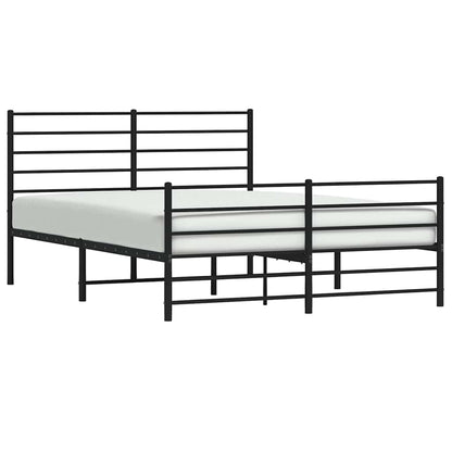 vidaXL Metal Bed Frame without Mattress with Footboard Black 150x200cm
