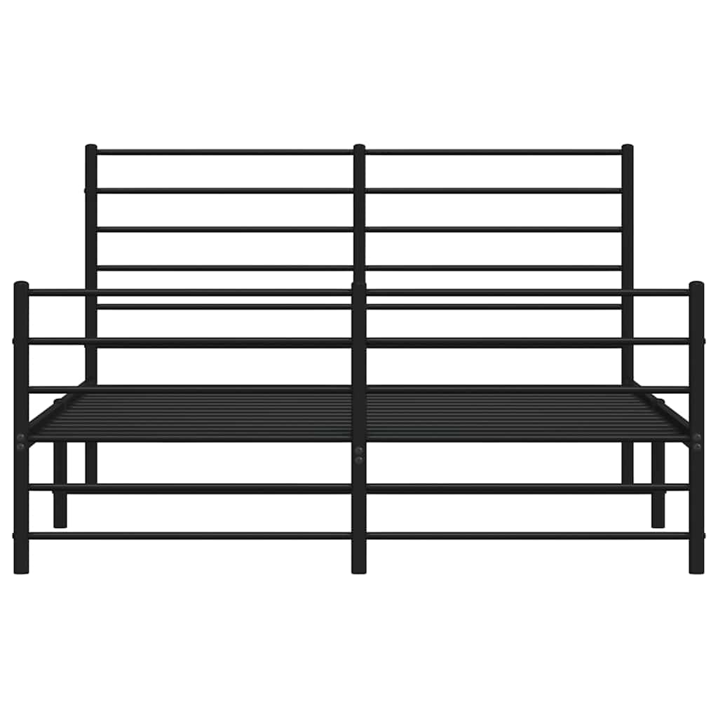 vidaXL Metal Bed Frame without Mattress with Footboard Black 150x200cm