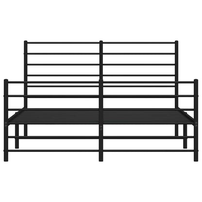 vidaXL Metal Bed Frame without Mattress with Footboard Black 150x200cm