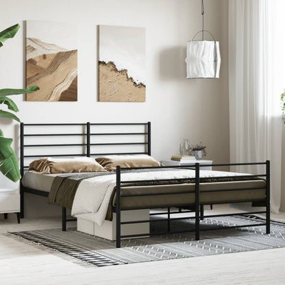 vidaXL Metal Bed Frame without Mattress with Footboard Black 160x200cm