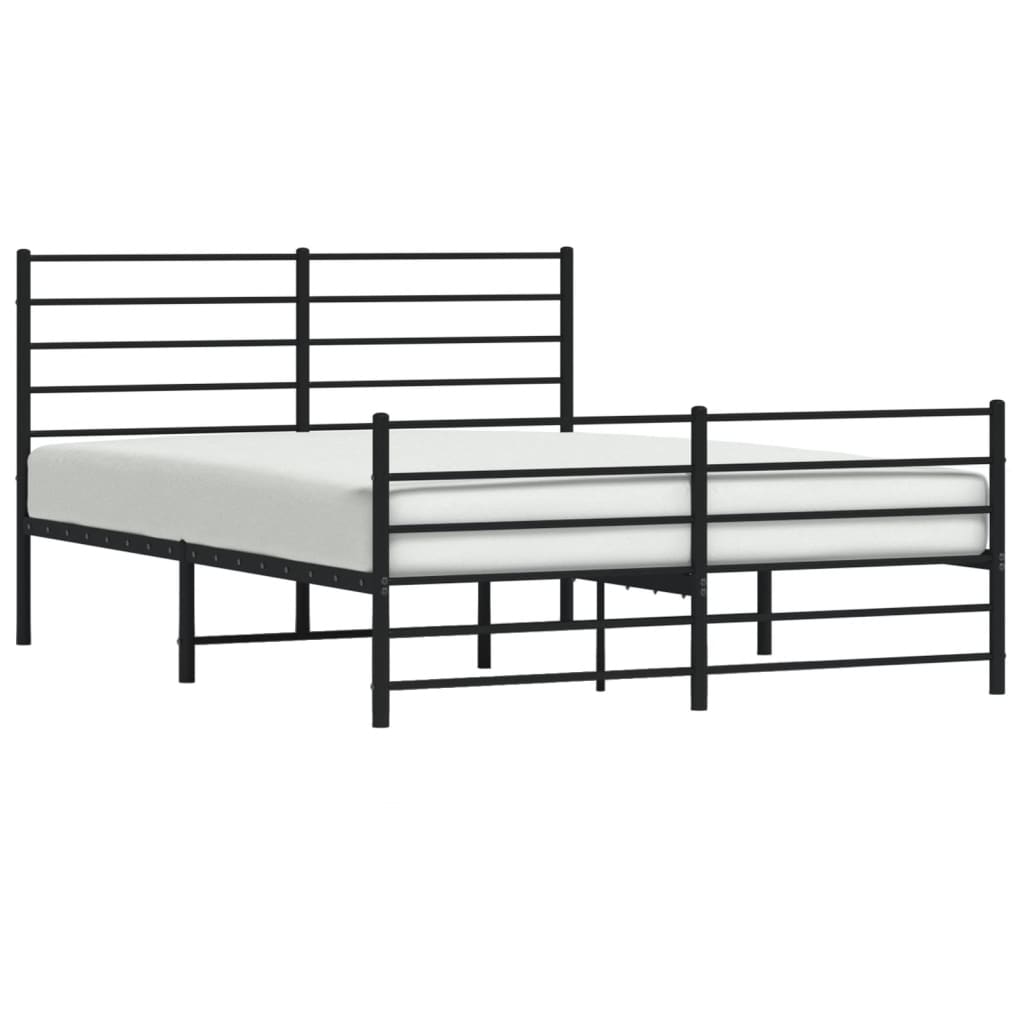 vidaXL Metal Bed Frame without Mattress with Footboard Black 160x200cm