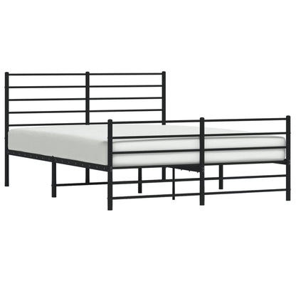 vidaXL Metal Bed Frame without Mattress with Footboard Black 160x200cm