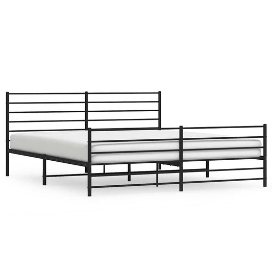 vidaXL Metal Bed Frame without Mattress with Footboard Black 183x213cm