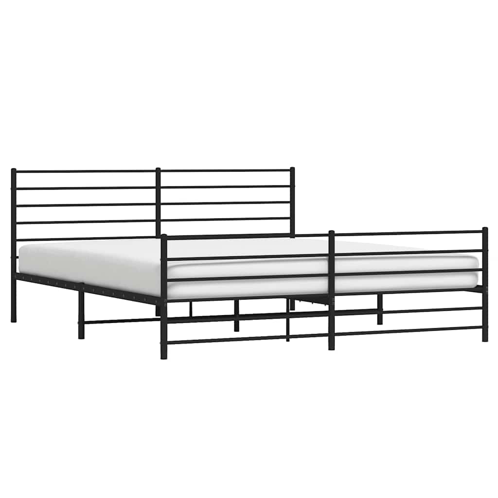 vidaXL Metal Bed Frame without Mattress with Footboard Black 183x213cm