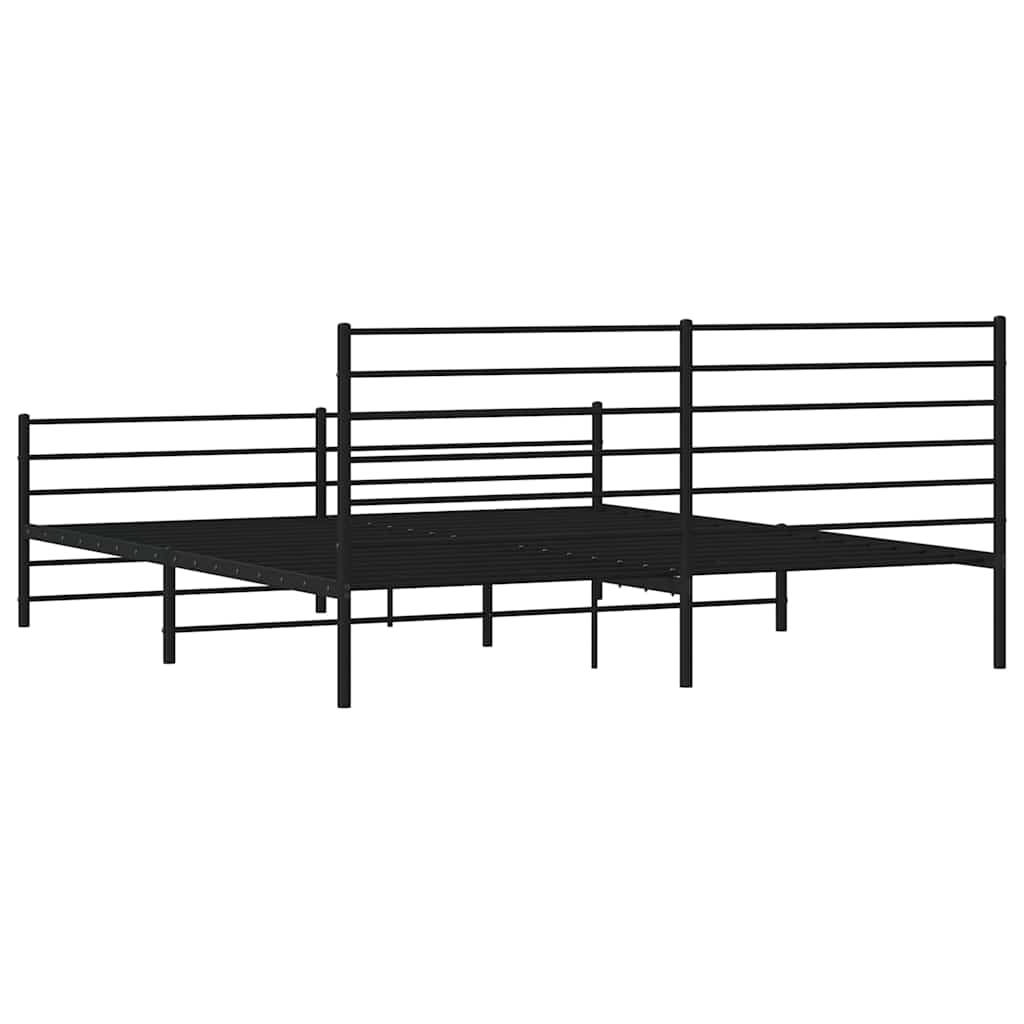 vidaXL Metal Bed Frame without Mattress with Footboard Black 183x213cm