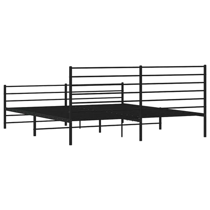 vidaXL Metal Bed Frame without Mattress with Footboard Black 183x213cm